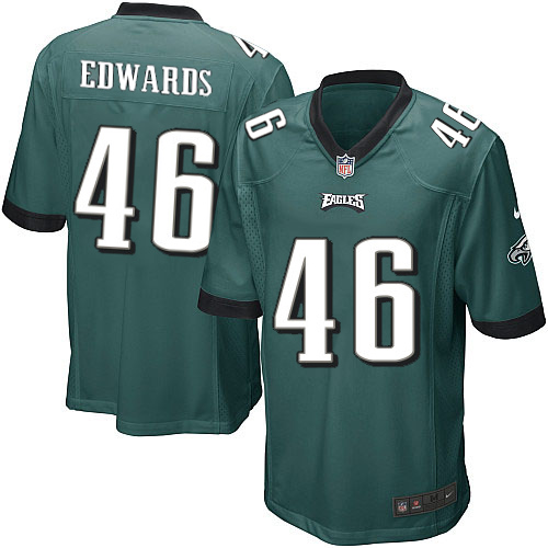 Men's Game Herman Edwards Nike Jersey Midnight Green Home - #46 NFL Philadelphia Eagles